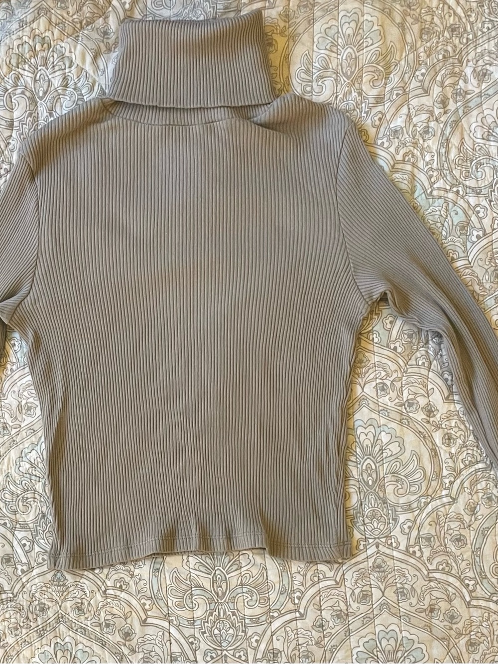 Topshop Cropped Ribbed Turtleneck Top - Taupe Beige 4-6